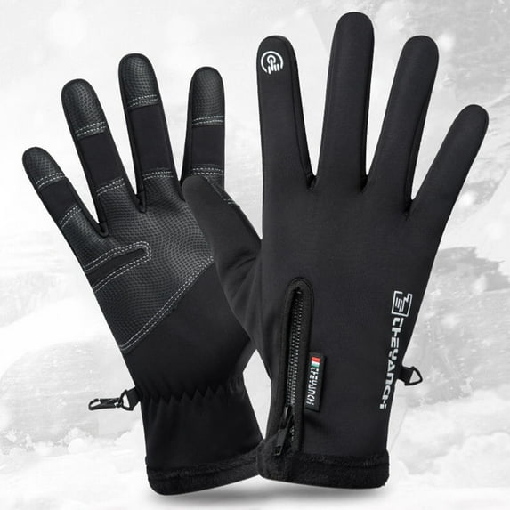 SPRING PARK Men Women Unisex Winter Zipper Waterproof Outdoor Skiing Cycling Warm Non Slip Gloves