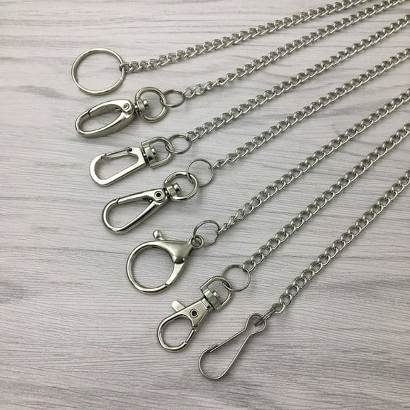 SPRING PARK Men Womens Glossy Stainless Steel Strip Keychains Anti-Lost Key Ring Hook