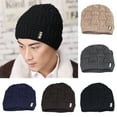 thumbnail image 1 of SPRING PARK Men's Fashion Winter Outdoor Beanies Bonnet Knitted Hat Soft Solid Color Braid Warm Cap, 1 of 6