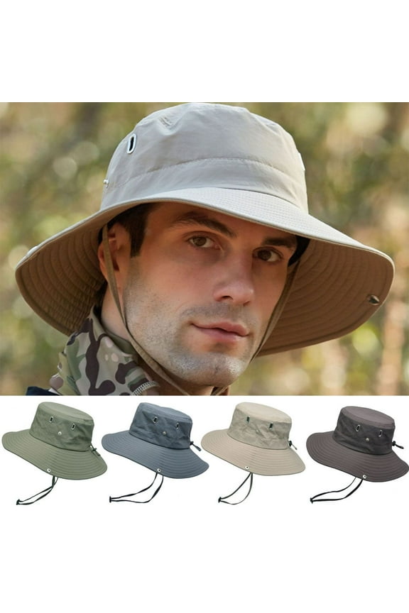 Men's Outdoor Sun Hat Wide Brim Summer Cap for Fishing Camping Breathable