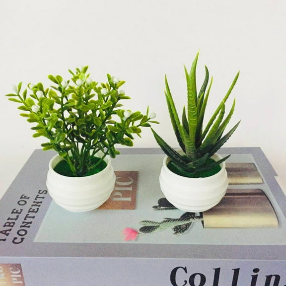 SPRING PARK Mini Artificial Bonsai Faux Potted Plant Desk Display Fake Tree Pot Ornaments,Fake Plant with Plastic Pots for Home,Shower Room Decoration