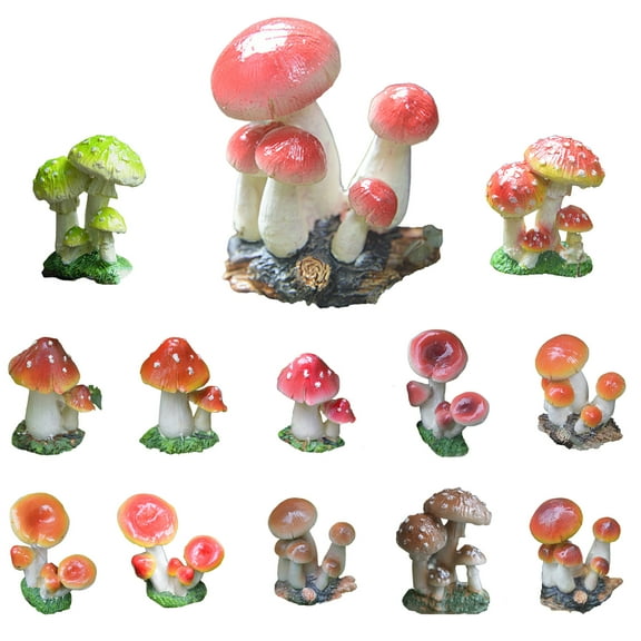 SPRING PARK Mini Mushroom Fairy Garden Miniature Figurines Mushroom Resin Figures for Garden Ornaments Plant Pots Bonsai Crafts Micro Landscape Decoration