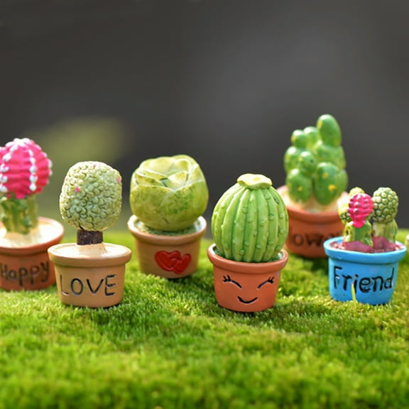 SPRING PARK Mini Potted Succulent Plant Resin for Dollhouse Miniature Fairy Garden