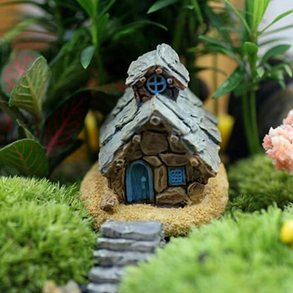 SPRING PARK Mini Resin House Miniature Fairy Garden Micro Landscape Home Garden Decoration