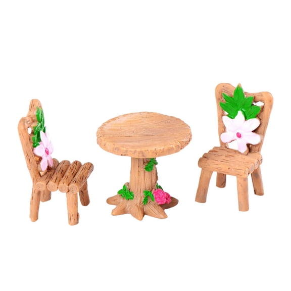 SPRING PARK Miniature Fairy Garden Landscape Ornament Table Chairs Set Dollhouse Craft