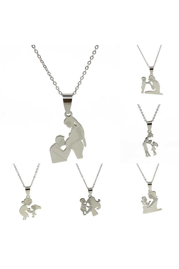 Mom Daughter Stainless Steel Chain Necklace Silver Necklace Pendants Jewelry