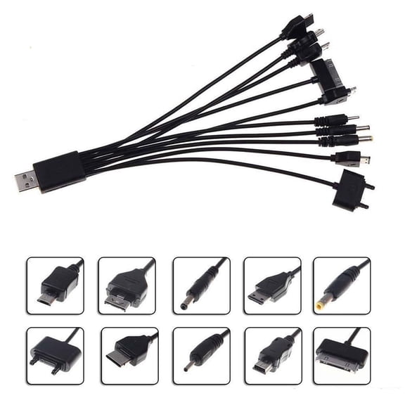 SPRING PARK Multi Line Pin Charger 10 in 1 Universal USB Cable Phone Mobiles Adapter Lead
