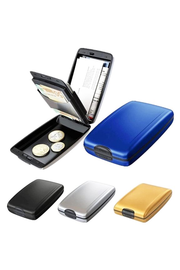 Multifunctional Anti-RFID Aluminum Alloy Purse Wallet Card Holder with Ring Bundle