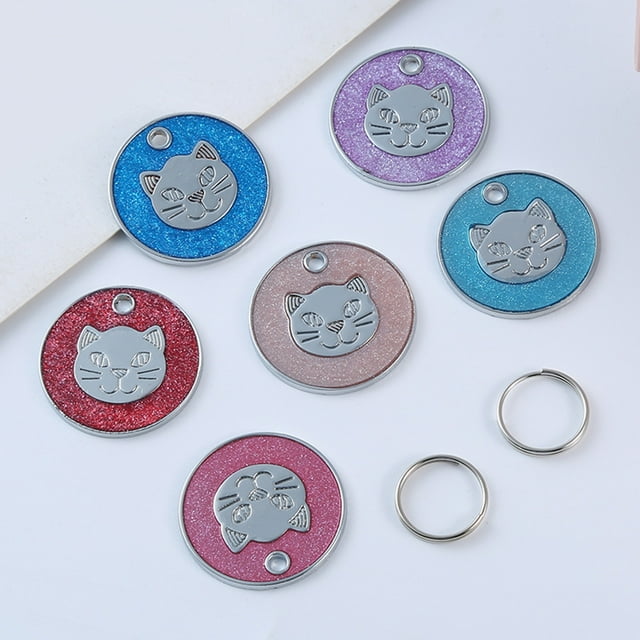 SPRING PARK New Metal Cat Print Pet Pendant Collar Accessories Cat Dog Key Tag ID Key Ring Pendant