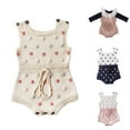 thumbnail image 1 of SPRING PARK Newborn Toddler Baby Girl Summer Clothes Outfit Knitted Romper Top Solid Clothing Set, 1 of 7