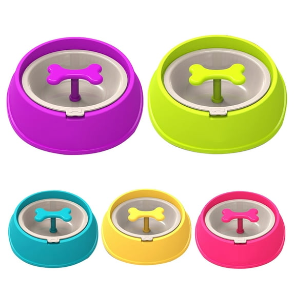 SPRING PARK Non Slip Pet Dog Puppy Slow Down Eating Feeding Bowl Rotating Bone Design Anti Choke Dish Food Feeder
