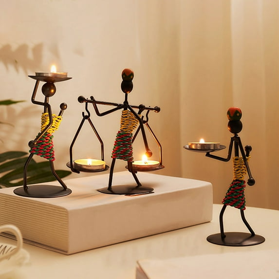 SPRING PARK Nordic Metal Candlestick Character Sculpture Candle Holder Decor Figurines Home