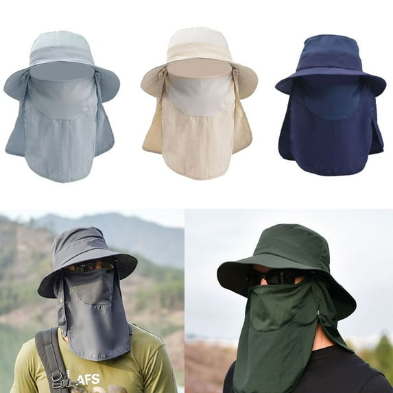 SPRING PARK Outdoor Quick drying UV Sun Hat Neck Face Flap Wide Brim Cap for Fishing Hiking