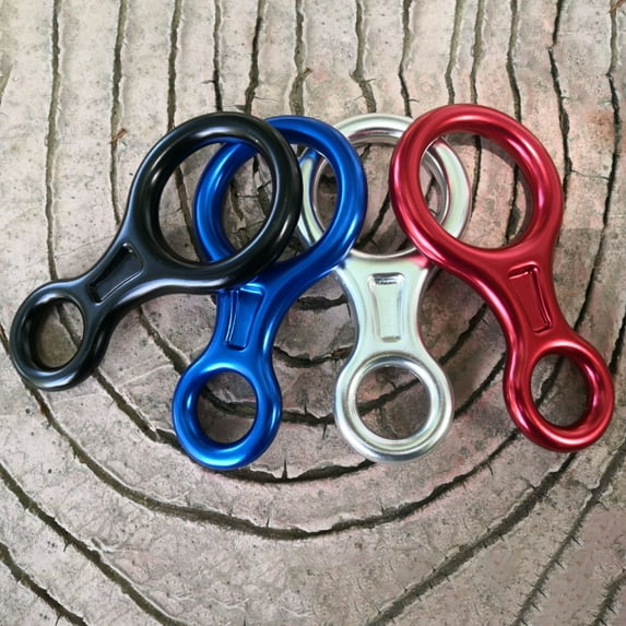 SPRING PARK Outdoor Rock Climbing Rappelling Harness Aluminum 35KN 8 Shape Descender Carabiner Locking Gear Grappling Hook