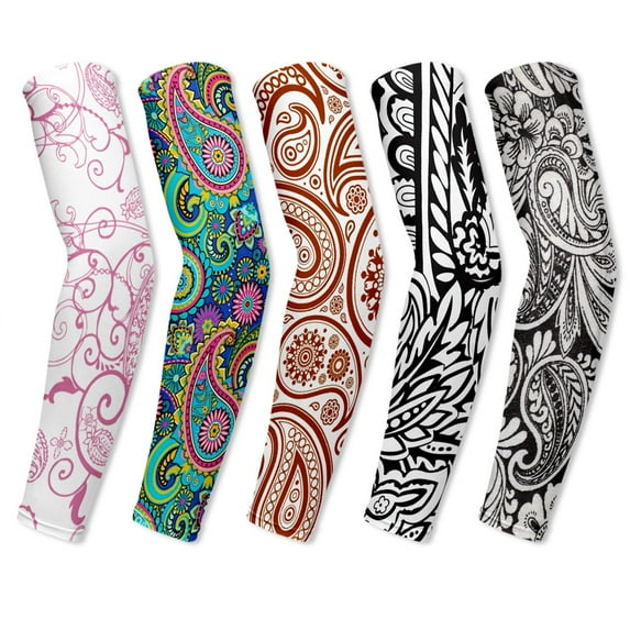 SPRING PARK Paisley Print Summer Outdoor Cooling Arm Sleeves Long Fingerless Gloves Anti Slip Sun Arm Sleeves