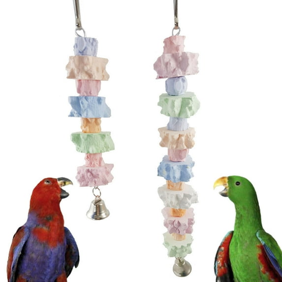 SPRING PARK Parrot Colorful Chewing Toy Beak Trimmer Grinding Stone with BellParrot for Cockatiel Conure African Grey Parrots Parakeet Cockatiel bonka Bird
