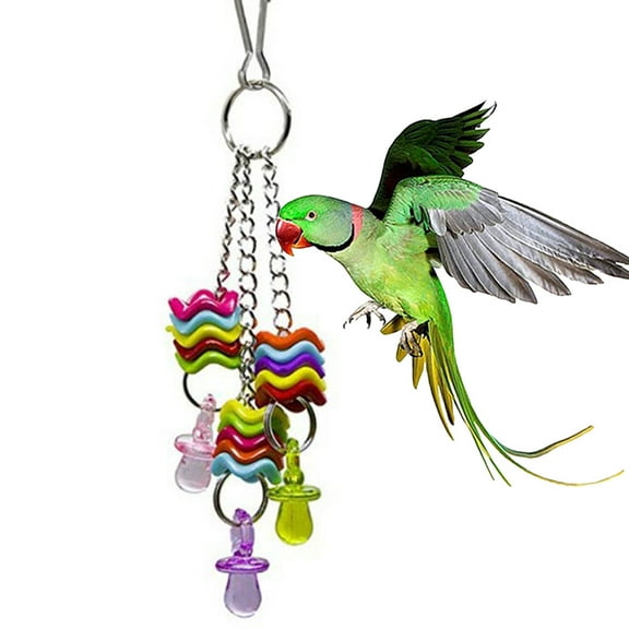 SPRING PARK Parrot Toys Nipple Swing Hanging, Bird Chewing Metal Rope Toy for Medium and Large Parrots