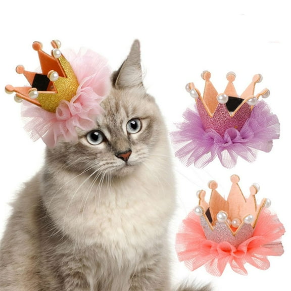 SPRING PARK Pet Cat Dog Crown Decor Delicate Hat Anti-fall Headgear for Small Animals Puppy Costume Hairpin Decor