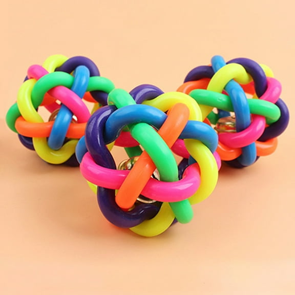 SPRING PARK Pet Dog Cat Toy Colorful Environmentally Friendly Rubber Round Ball With Bell Puppy Training Chewing Toy