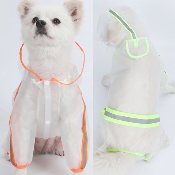 SPRING PARK Pet Dog Hooded Raincoat Reflective Waterproof Four-legged Transparent Raincoat Puppy Cat Jacket