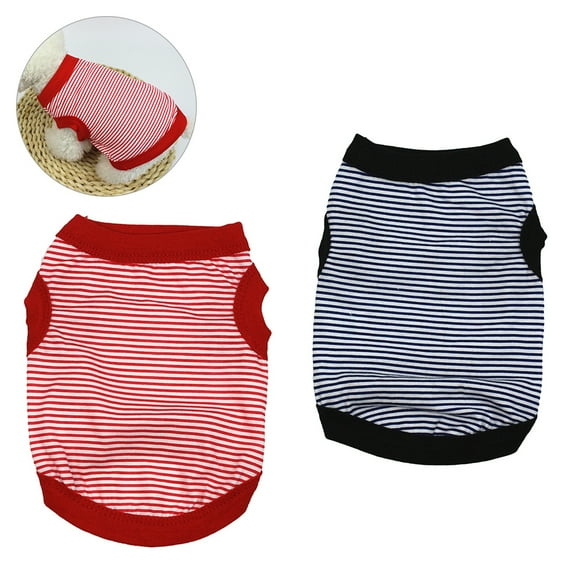 SPRING PARK Pet Dog Striped Cotton T-shirt Teddy Short Sleeve Breathable Soft Casual Clothes