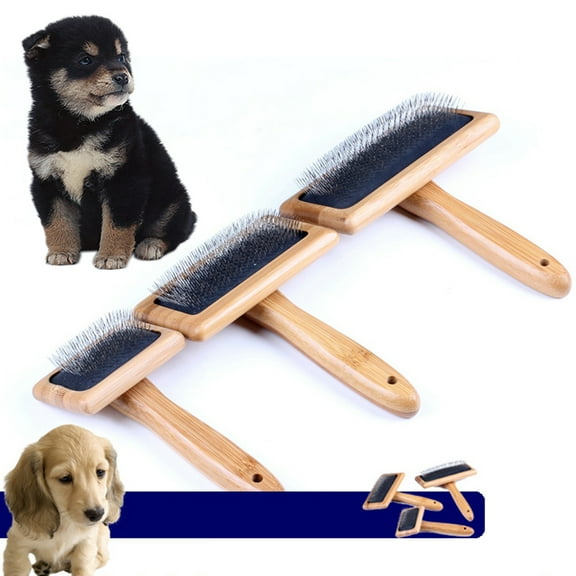 SPRING PARK Pet Wood Handle Cushion Slicker Brush for Cats & Dogs Grooming, Detangle, De-Shedding - Engineered to Remove Dead Hair