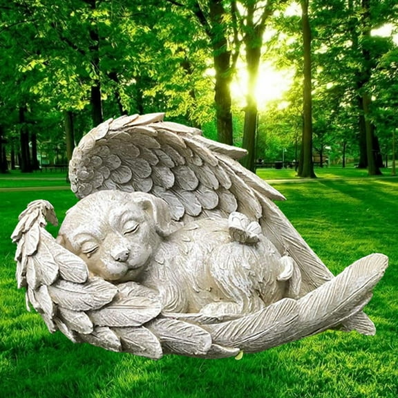 SPRING PARK Pet in Loving Memory Collection Resin Dog Sleeping in Angel Wing Pet Statue - in Memory of My Best Friend Bereavement