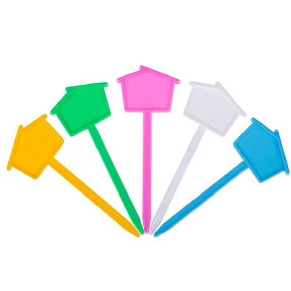 SPRING PARK Plant Tags,Garden Tools, 20Pcs Small House Shape Plastic Plant Tags Flower Name Labels Bonsai Markers