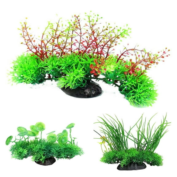 SPRING PARK Plastic Aquarium Decorations Lifelike Plastic Decor Fish Tank Plants with Shrimp Fish House, for Household and Office Aquarium Simulation Plastic Hydroponic Plants