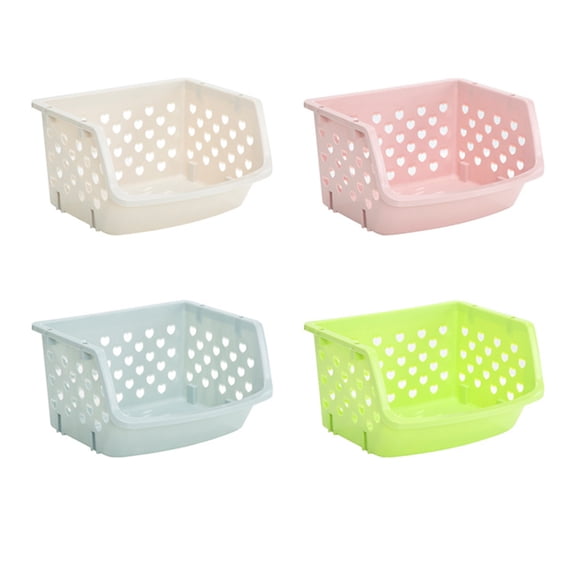 SPRING PARK Plastic Storage Baskets, Stackable, Set of 2
