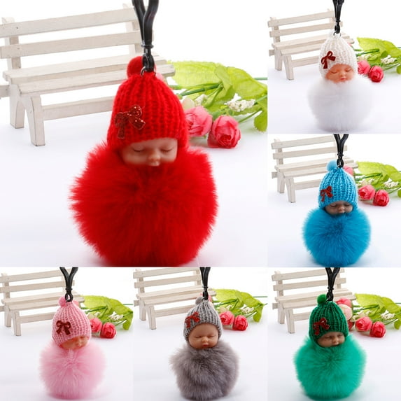 SPRING PARK Plush Doll Women Handbag Purse Backpack Pendant Decoration Cute Fluffy Sleeping Decor