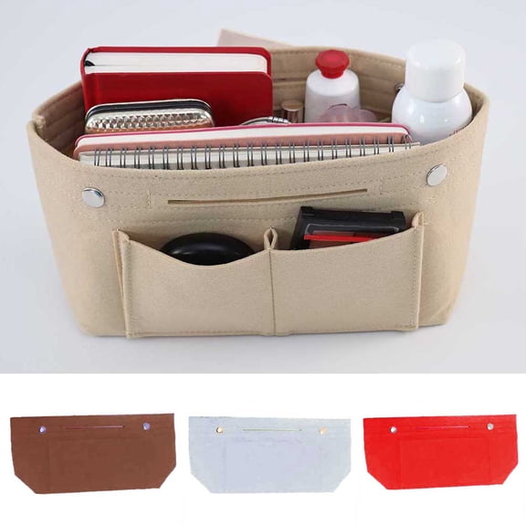 SPRING PARK Pockets Tote Bag Organiser Insert Pouch Felt Handbag Liner Travel Cosmetic Bag