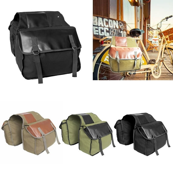 SPRING PARK Portable Canvas Motorcycle Dual-sided Rear Seat Tail Bag Travel Luggage Storage Tool Bag Backpack Handbag