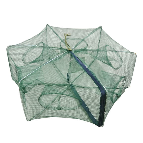 SPRING PARK Portable Folded Fishing Net Fish Shrimp Minnow Crayfish Crab Baits Cast Mesh Trap Automatic, Easy Use Hexagon 6/12 Hole Cage Crab Fish Minnow
