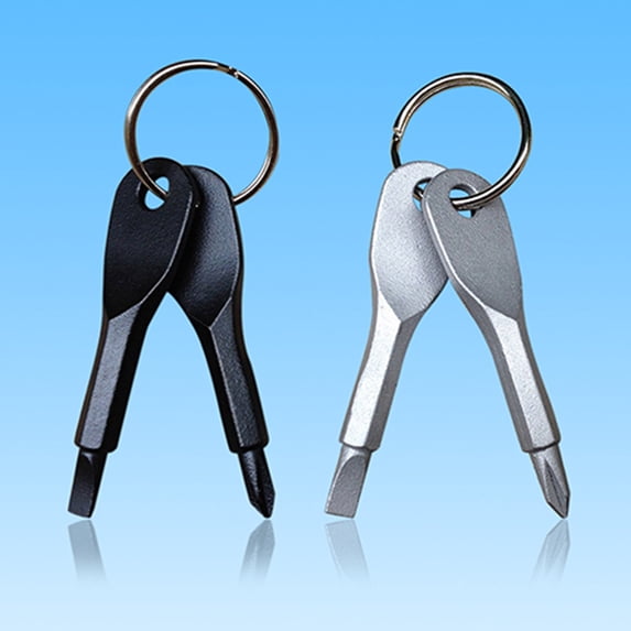 SPRING PARK Portable Keys Ring Cross and Slot Type Screwdriver Key Outdoor Multifunction Key Chain Stainless Keychain Pocket Tool Screwdriver Set with Keychain