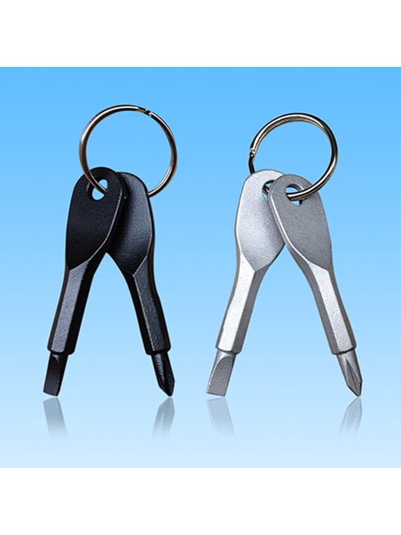 Portable Keys Ring Cross and Slot Type Screwdriver Key Outdoor Multifunction Key Chain Stainless Keychain Pocket Tool Screwdriver Set with Keychain