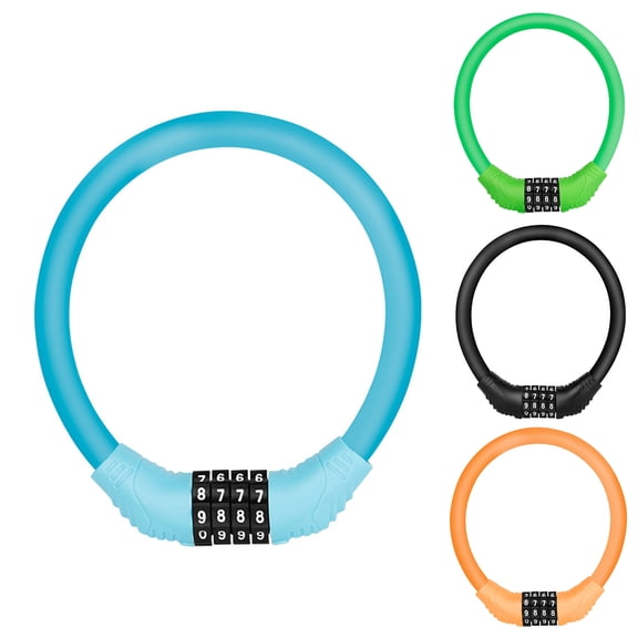 SPRING PARK Portable Mountain Bike 4 Digit Password Code Lock Anti-theft Steel Wire Bicycle Safety Ring Lock