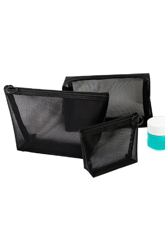 Portable Travel Toiletry Pouch Nylon Mesh Cosmetic Makeup Organizer Bag with Zipper