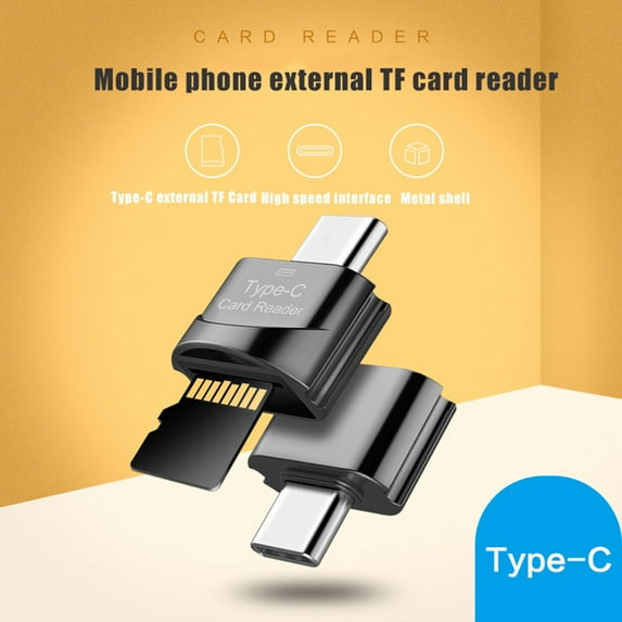 SPRING PARK Portable USB 3.1 Type C/Micro USB Card Reader Convenient USB-C TF Micro SD OTG Adapter Type-C Memory Card Reader, Mini Zinc Alloy High Speed Card Reader