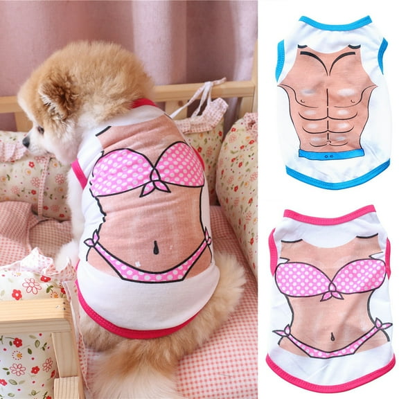 SPRING PARK Puppy Dog Cat Shirt Tank Top Vest Pectoralis Bikini Sleeveless Clothes Apparel For Small Pet