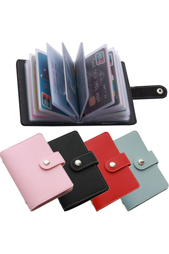 RFID Credit Card Holder, Leather Business Card Organizer Credit Card Protector Multi Slots Mini Wallet