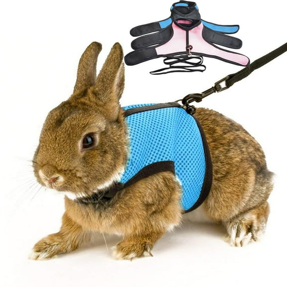 SPRING PARK Rabbit Vest Hamster Harness With Leash Bunny Mesh Chest Strap Ferret Guinea Pig