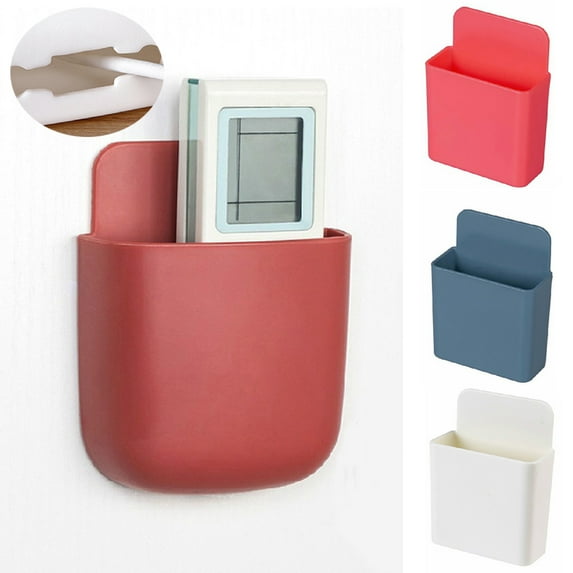 SPRING PARK Remote Control Holders Wall Mount Adhesive Organizer Phone Wall Mount Holder Remote Control Storage Hole-Free Self Adhesive Storage Box for Office Home School Supply Organizer
