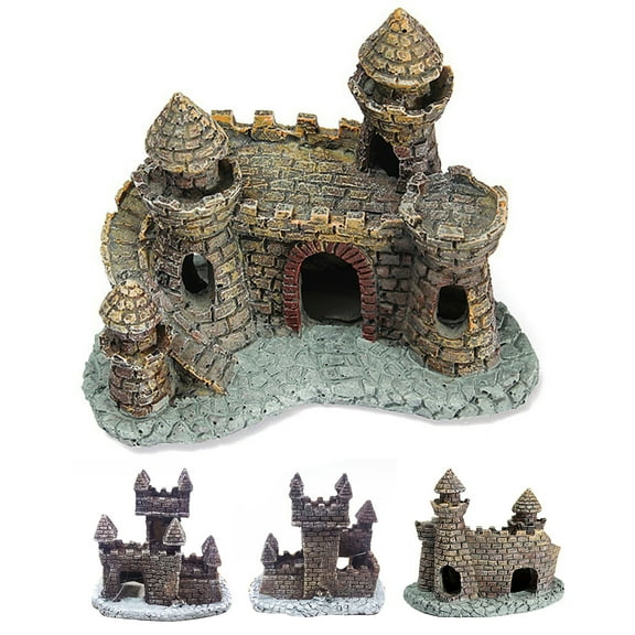 SPRING PARK Resin Imitation House Ruins Castle Aquarium Ornament Fish Tank Decor DIY Craft