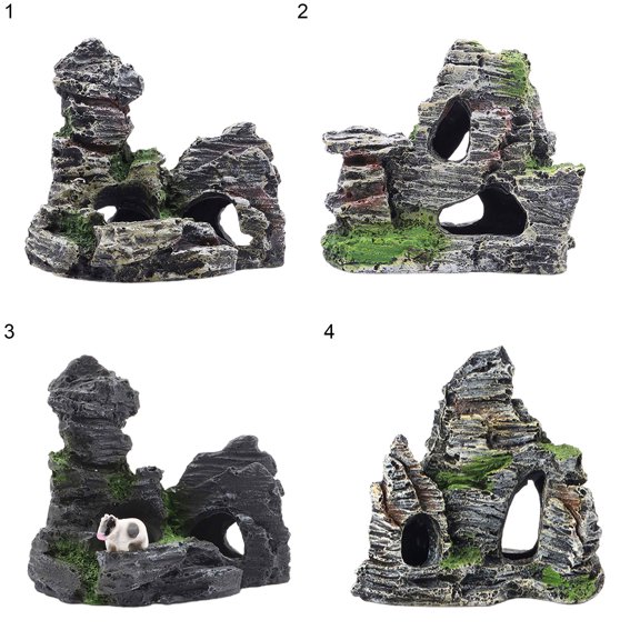 SPRING PARK Resin Mountain View Fish Hideout Fish Tank Cave Bridge Decorations Aquarium Rockery Ornament