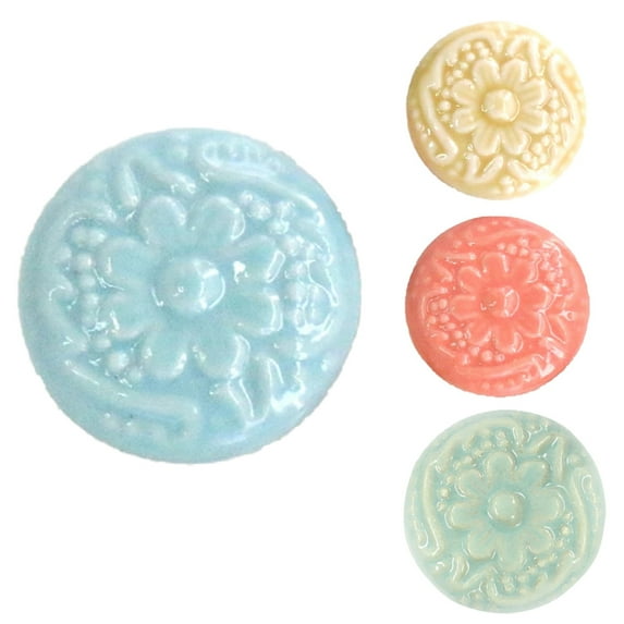 SPRING PARK Retro Embossed Flower Ceramic Single Hole Drawer Cabinet Wardrobe Pull Handle