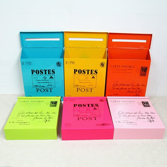 SPRING PARK Retro Metal Wall Mounted Mailbox Bucket Mail Boxes Outdoor Newspaper Letter Box Post Garden Decor