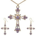 thumbnail image 1 of SPRING PARK Rhinestone Upside Down Cross Rhinestone Inlaid Pendant Necklace Women's Earrings Jewelry Set, 1 of 4