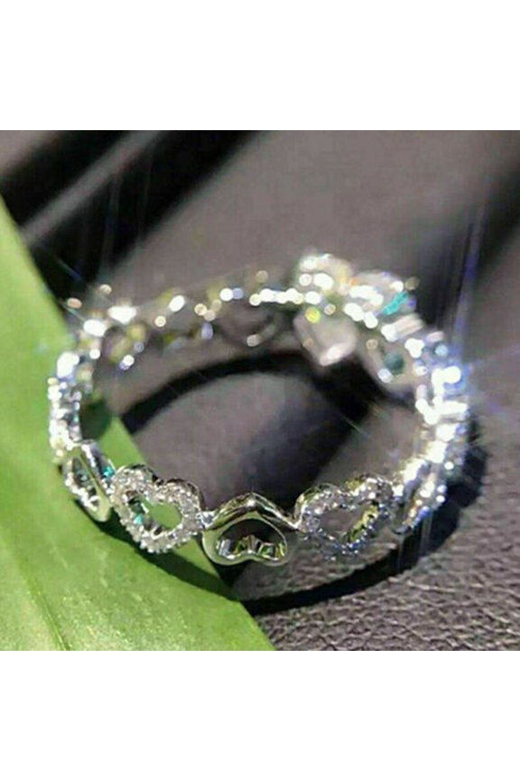 Ring Marriage Hollow Crystal Heart Engagement Zircon Woman Jewelry Love Glam Rhinestone