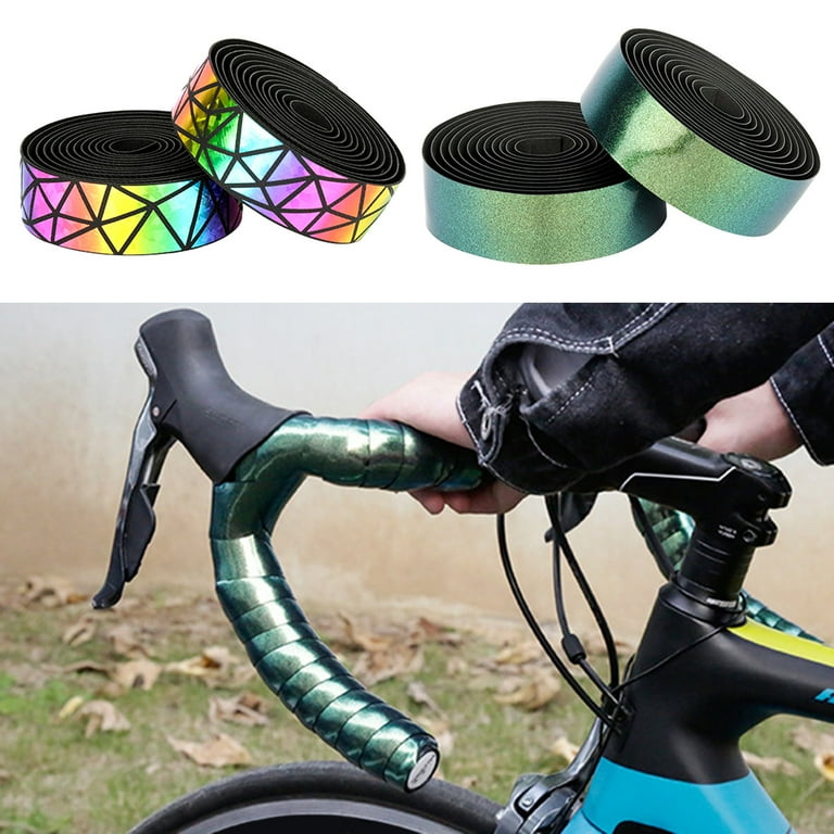 SPRING PARK Road Bike Handlebar Tape Pattern EVA Foam Faux Leather Bicycle Bandage Bar Wrap Tape Anti Vibration Cycling Handle Wraps